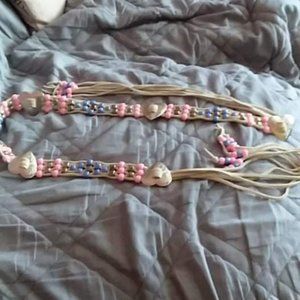 Pink, blue and silver beaded heart belt